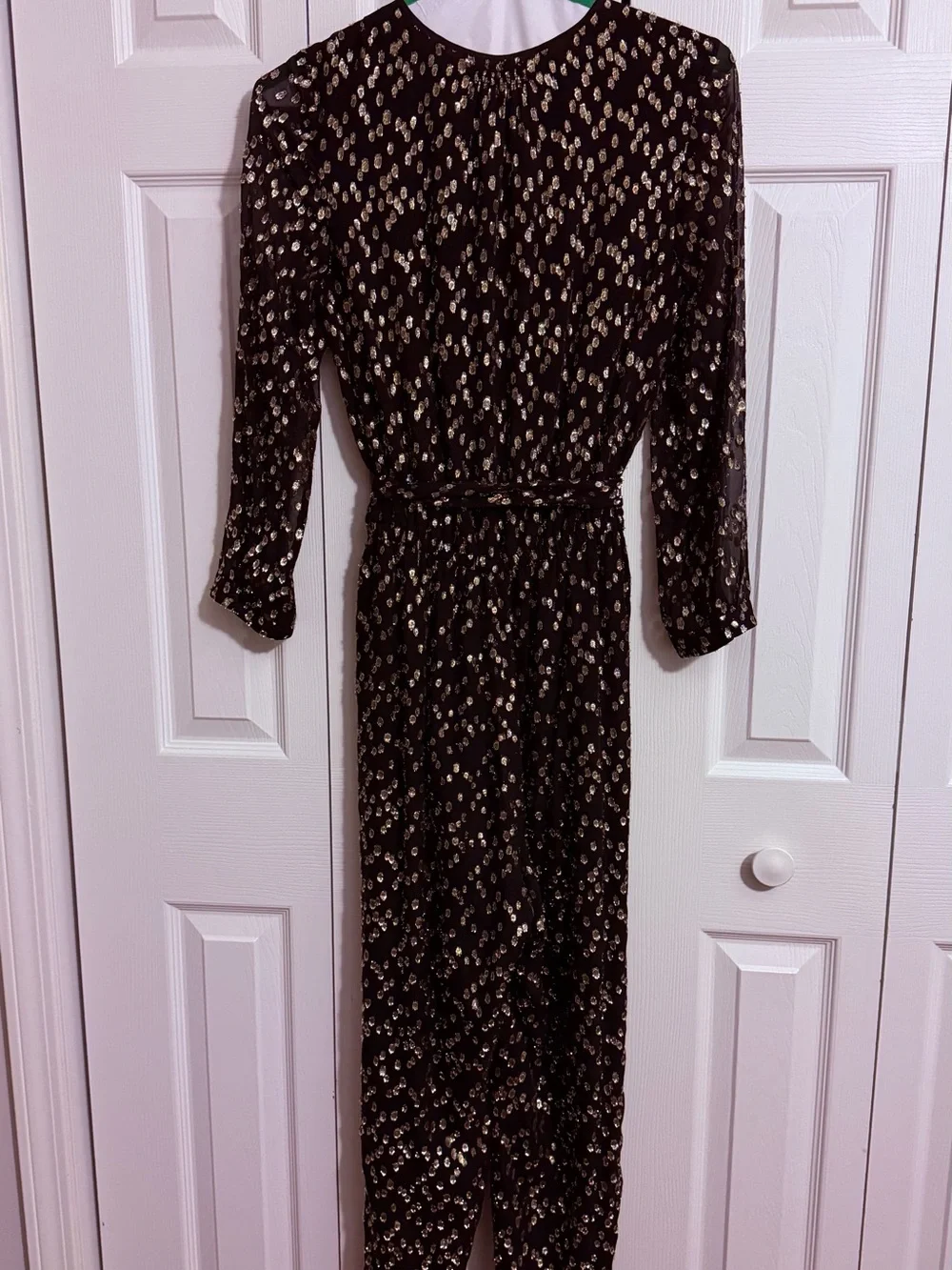 kate spade Black and Gold Dot-Print V-Neck Jumpsuit